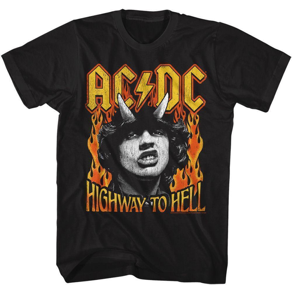Acdc Highway To Hell Fire Black Adult T Shirt
